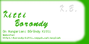 kitti borondy business card